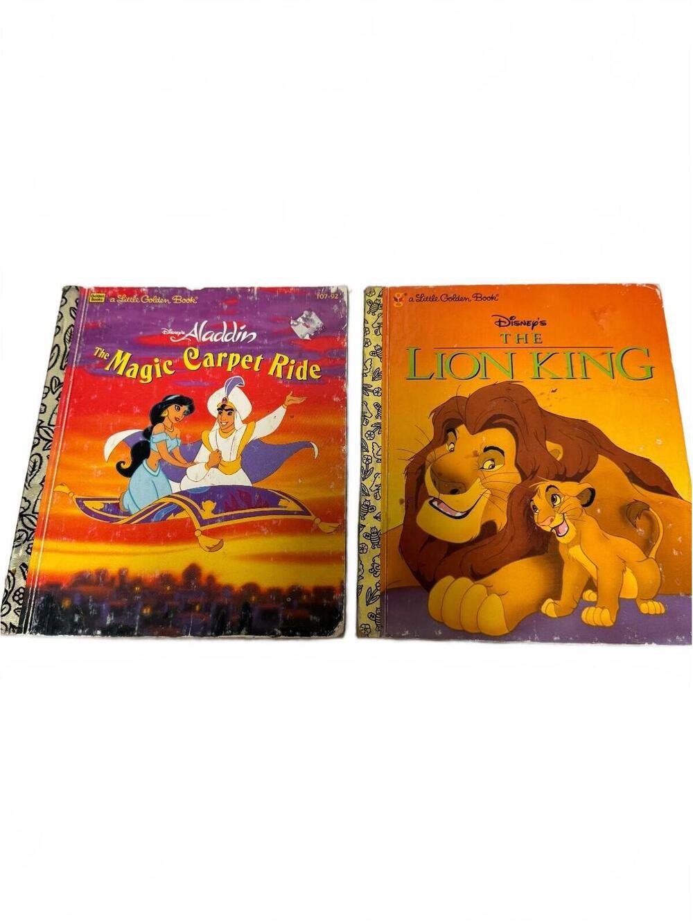 Disney Little Golden Books Aladdin Lion King 1993-1994 Lot of 2